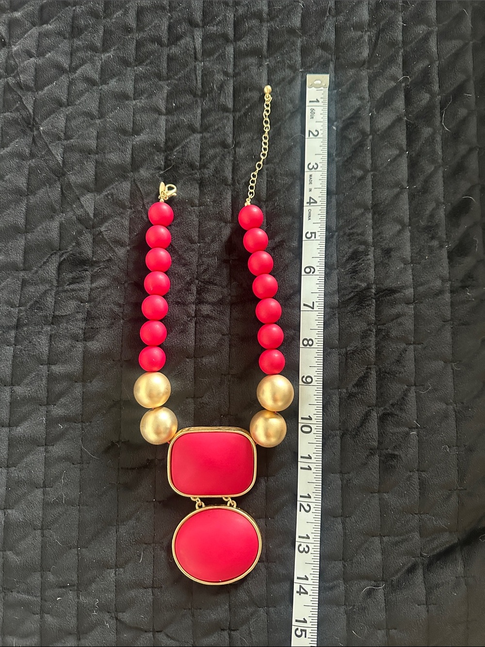 Natasha Gold and Red Statement Pendant Necklace